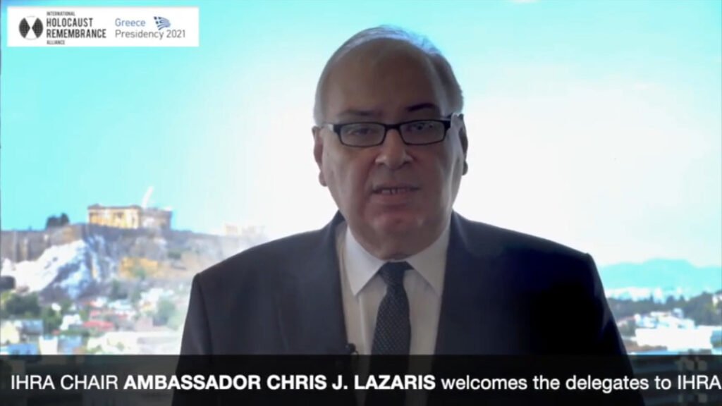 IHRA Chair Ambassador Lazaris welcomes delegates to Athens Online Plenary